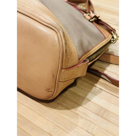 Vtg Dooney & Bourke Cabriolet Canvas Vacchetta Leather Domed Satchel & Dust Bag - Picture 15 of 16